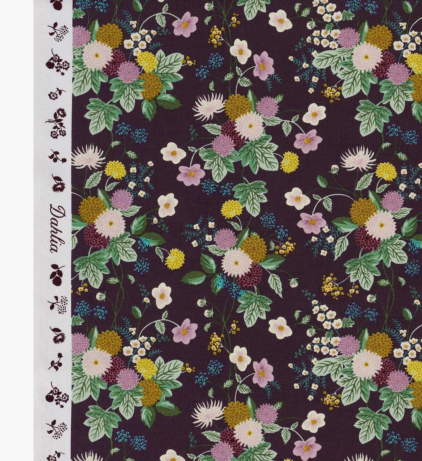 Dahlia Cotton Fabric - Aubergine