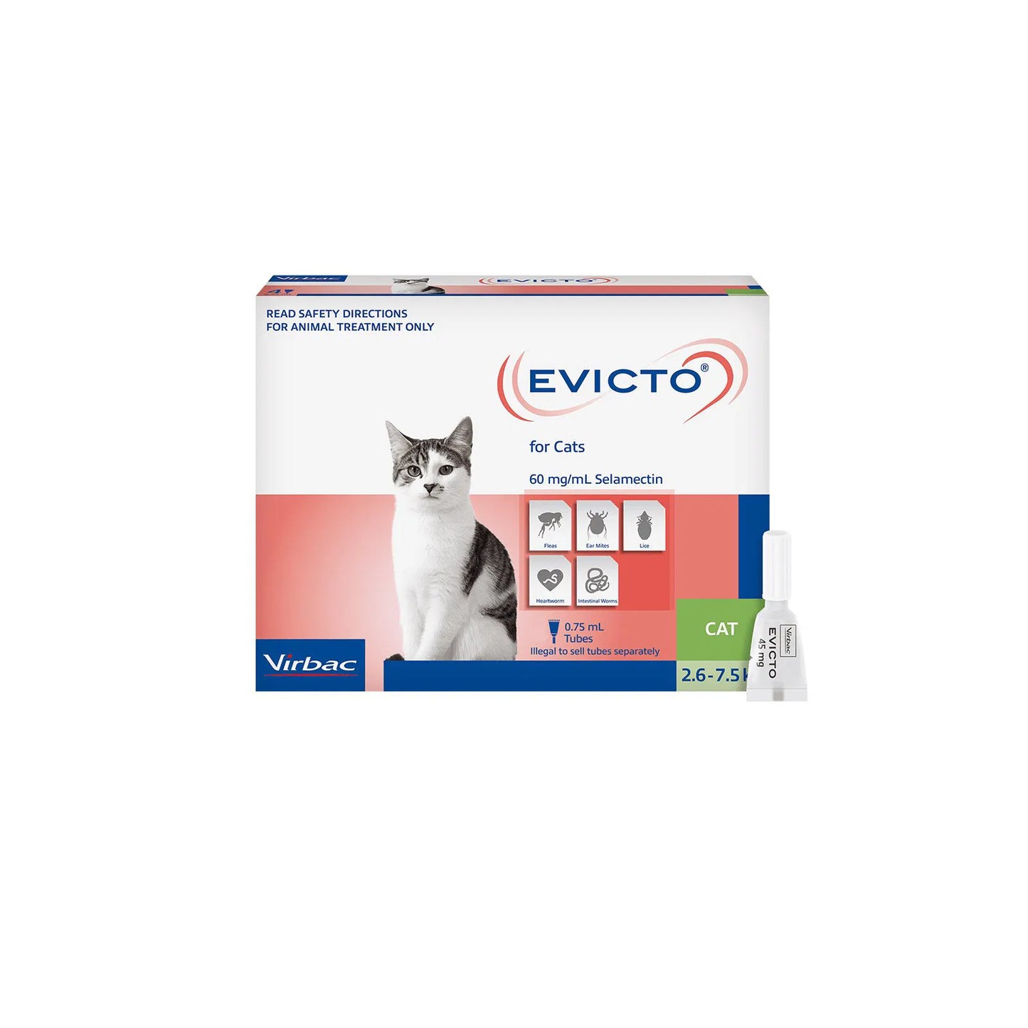 Evicto - Spot-on (Selamectin) For CATS 2.6-7.5KG (GREEN)