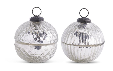 3.5" Filled Mercury Glass Lidded Ornament Candle