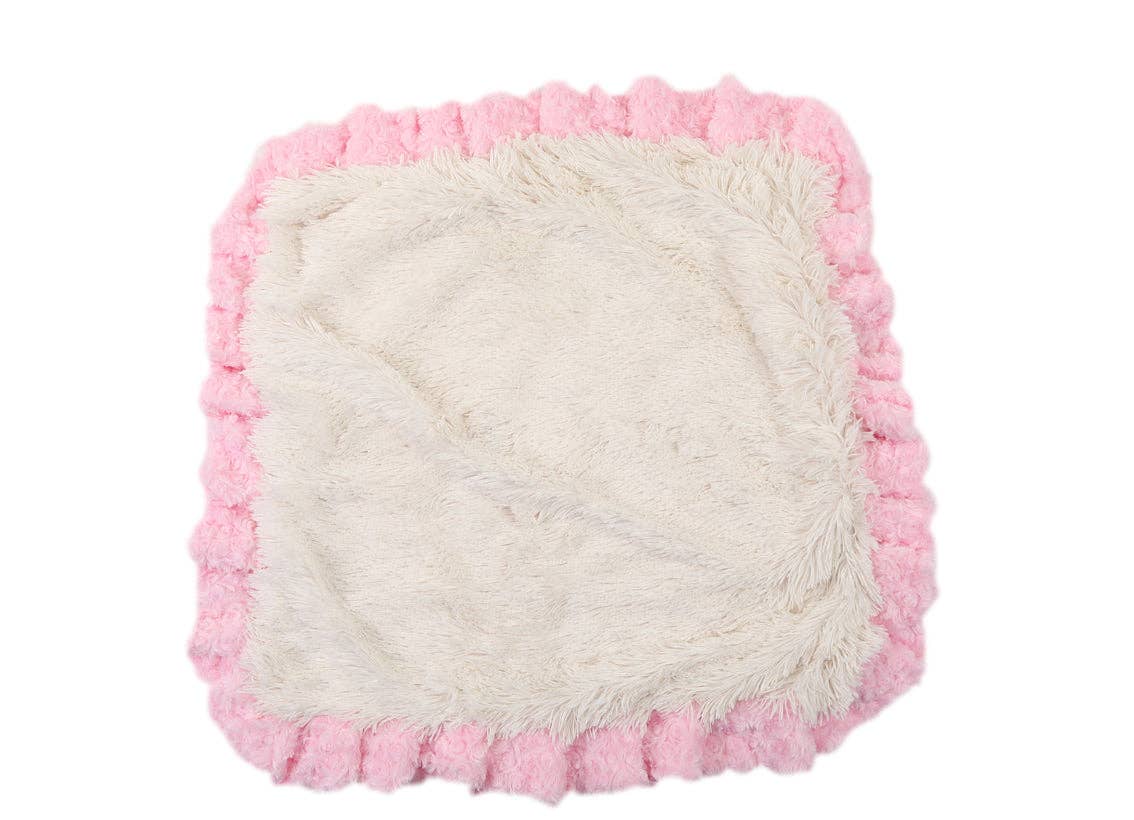 Pink Rosebud with Cream Shag Blanket: Medium