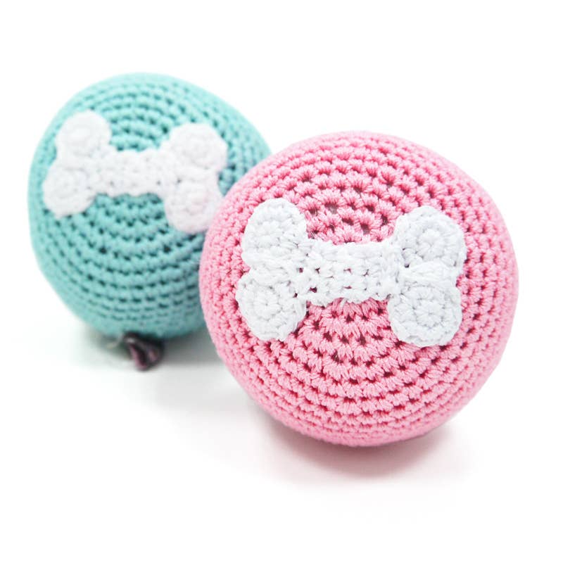 Dogo Pet - Crochet Toy - Bone Ball Blue