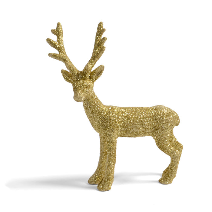 Creative Co-Op Golden Deer with Glitter Figurine, 6 x 4-1/4 inches
