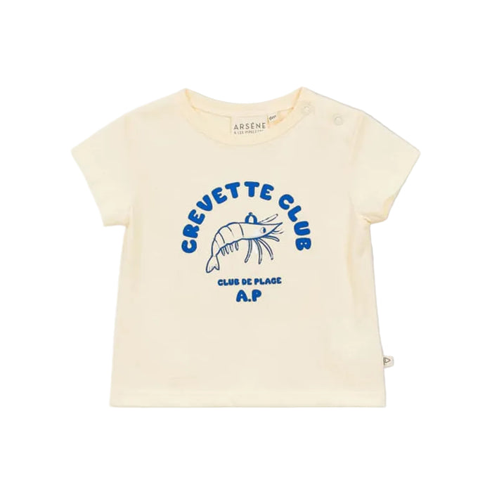 Arsene et les Pipelettes Crevette Club Baby T-Shirt Ecru, SMOL