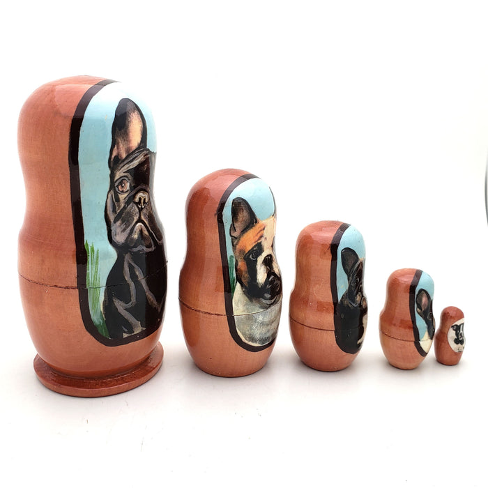 French Bulldog Dog Breed Matryoshka Doll Set 4" Tall