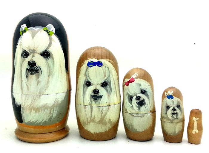 Maltese Dog Breed Stacking Doll Set