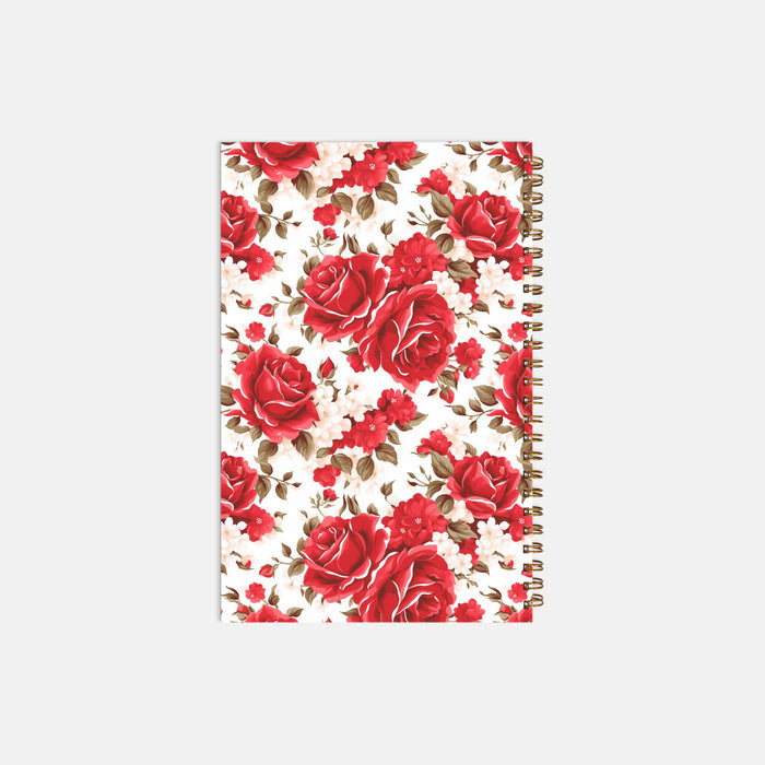 Notebook Softcover Spiral 5.5 x 8.5 - Red Roses