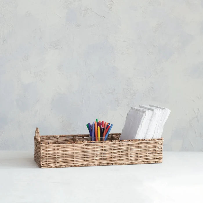 Rattan Basket with 3 Sections