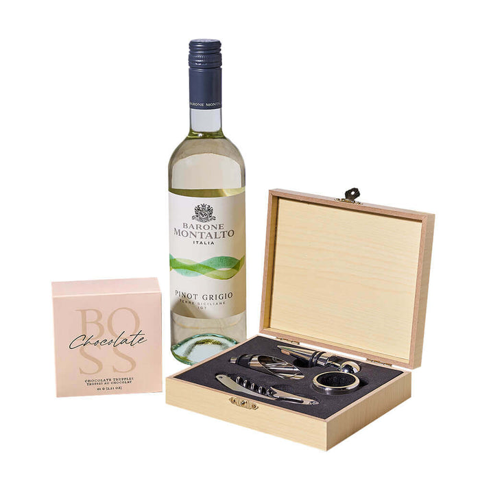 Sicilian Barone Montalto White Wine Serving Gift, wine gift, wine, wine serving gift, wine serving, chocolate gift, chocolate