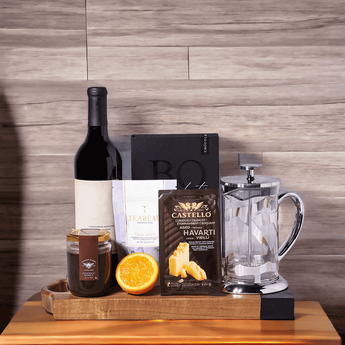 Tea & Wine Gift Basket from Monthly Sommelier USA - Wine Gift Basket - USA Delivery