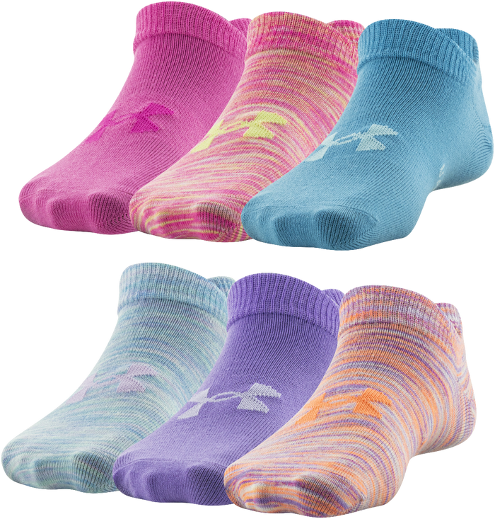 Under Armour Girls' Essential No Show - 6 Pack|1332984-515-13,1332984-515-45