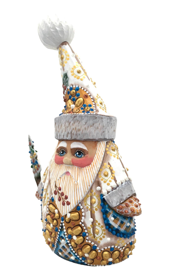 Santa with Penguin Wooden Figurine BuyRussianGifts Store