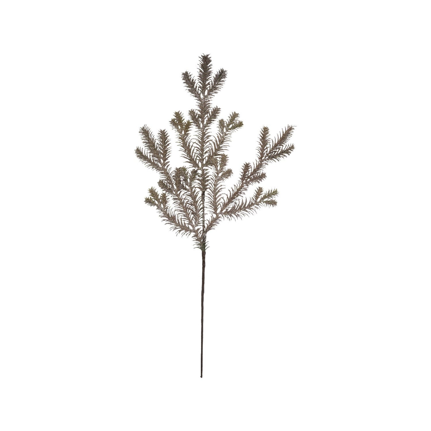 20-1/2"H Faux Pine Stem with Glitter, Champagne Finish