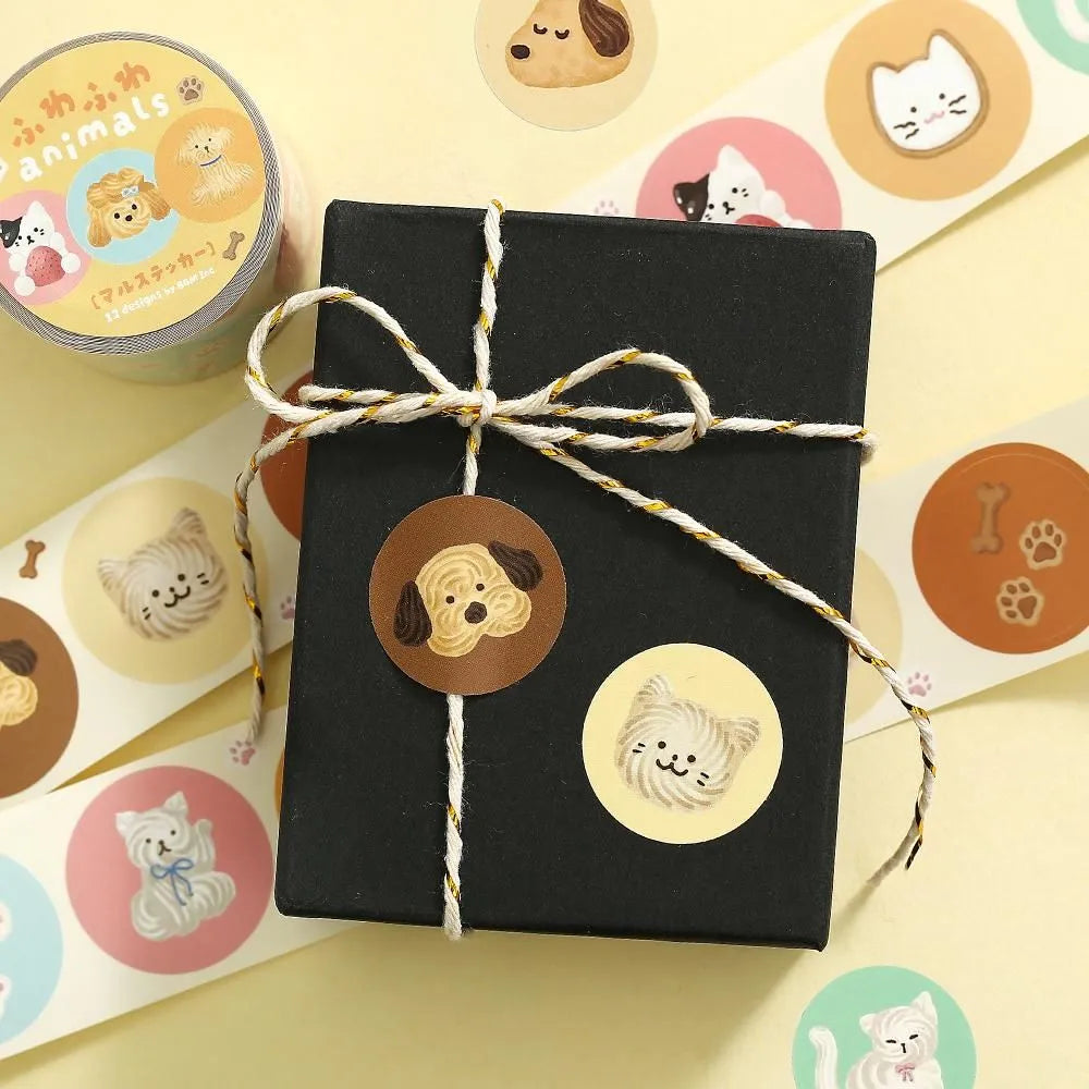 BGM Roll Sticker - Round - Fluffy Animals