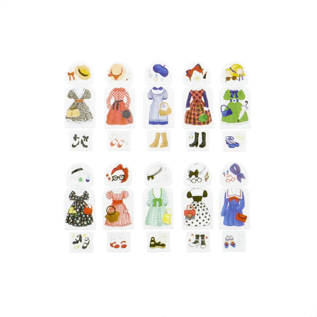 Bande Roll Sticker Set - Today's Outfit - Retro Cinema Lady