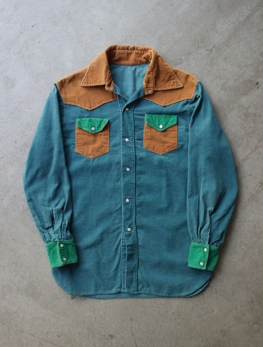 1960S TRI-TONE CORDUROY WESTERN PEARL SNAP SHIRT