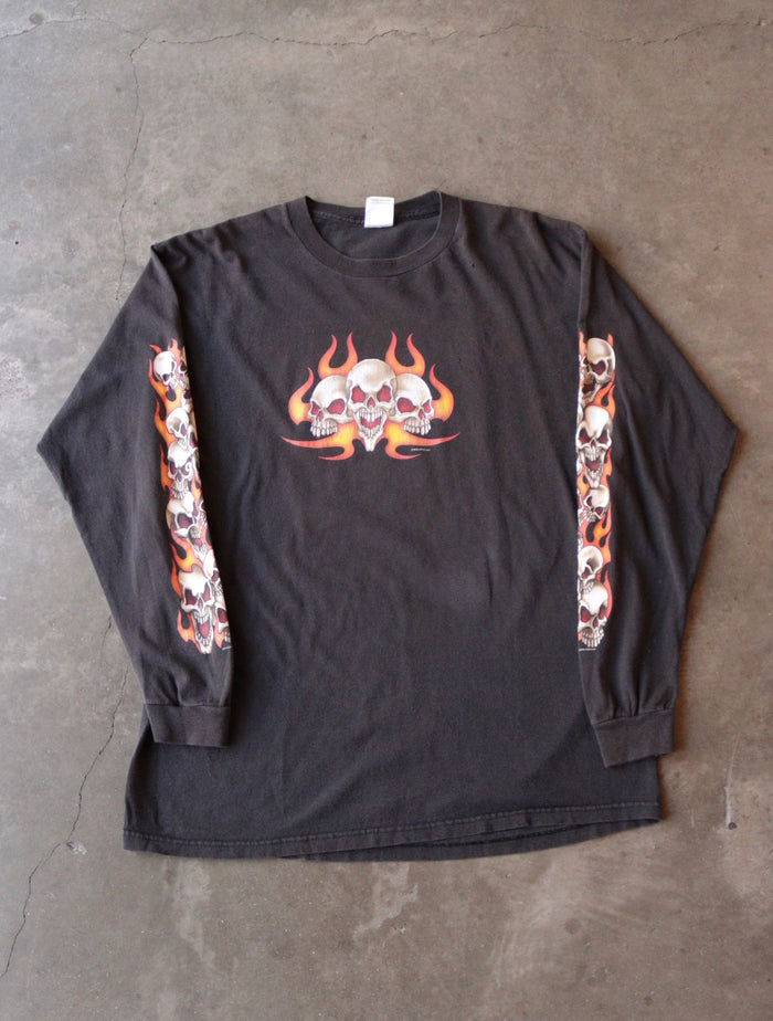 2000S FADED SKULL FLAMES TEE