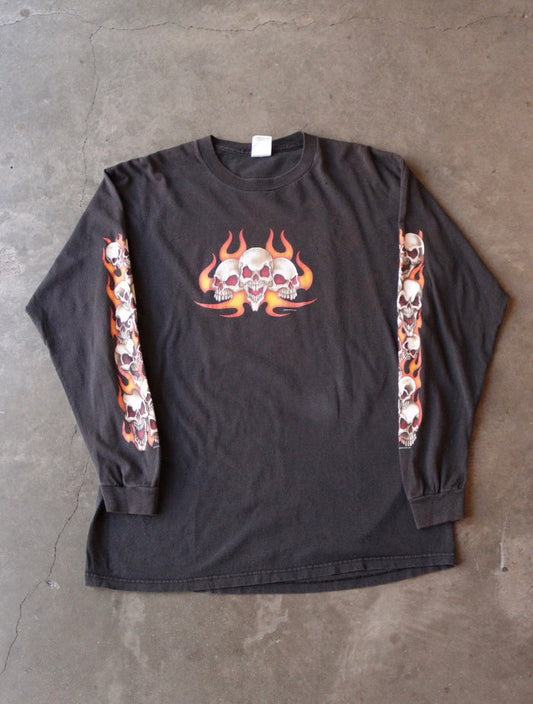 2000S FADED SKULL FLAMES TEE