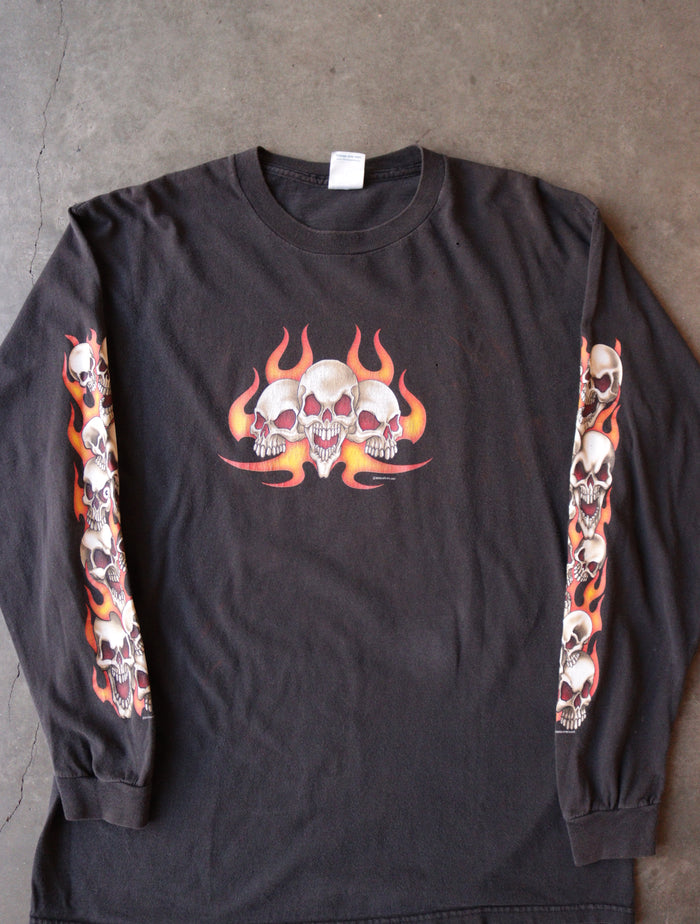 2000S FADED SKULL FLAMES TEE