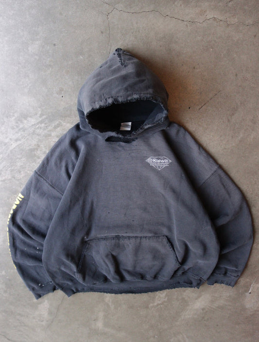 2000S KIEWIT FADED DISTRESSED HOODED SWEATSHIRT