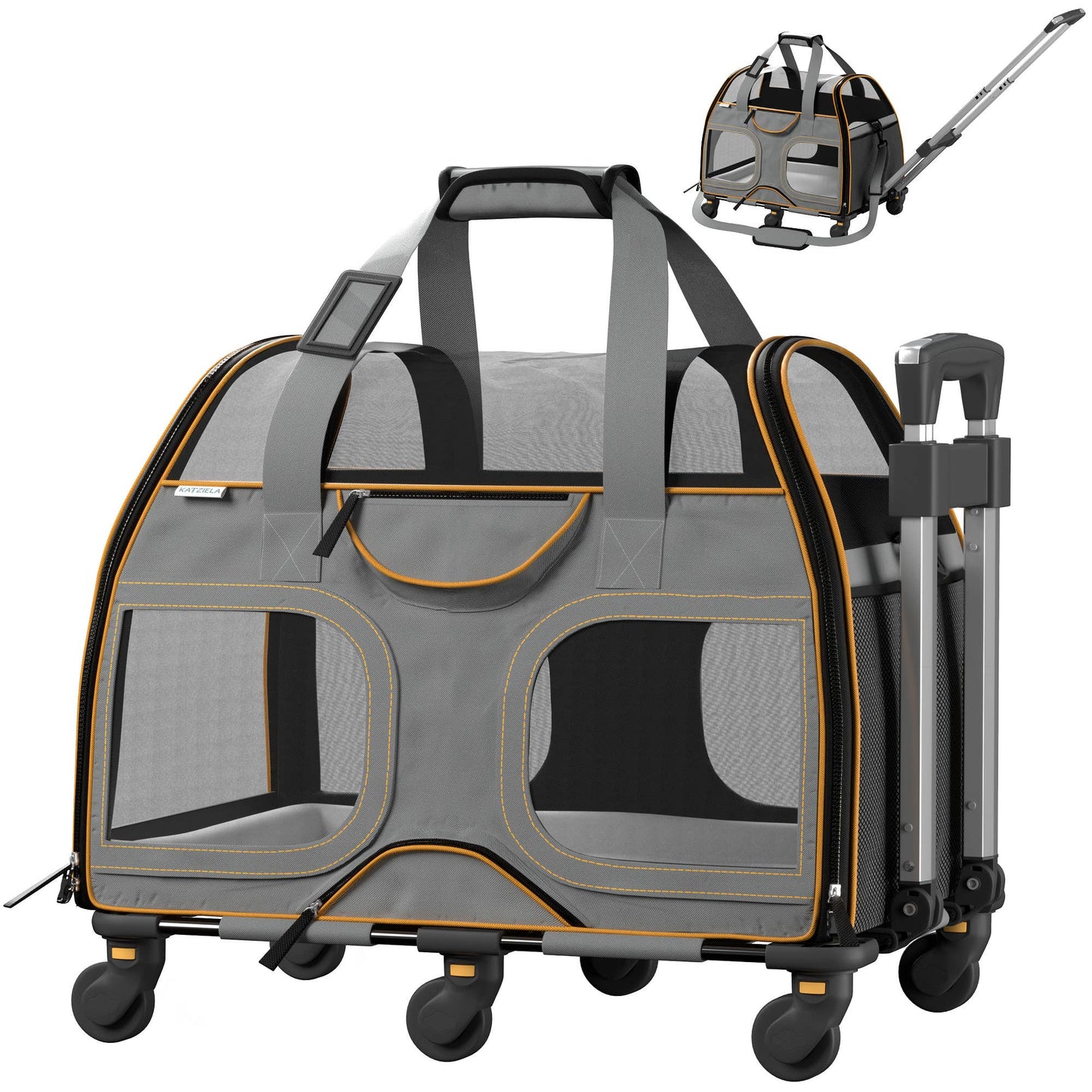 Katziela - Luxury Rider Pet Carrier with Removable Wheels - 4 Colors