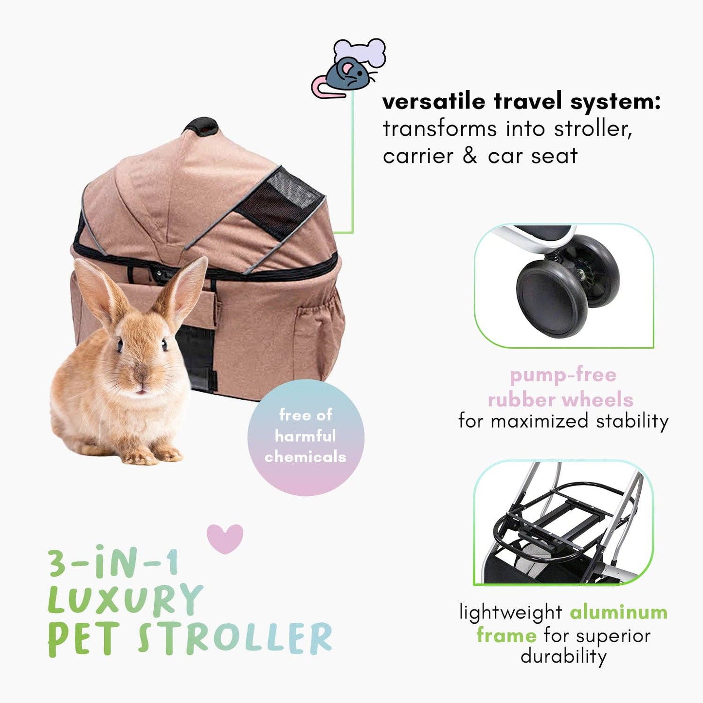 Petique, Inc - Newport Pet Stroller (3-in-1 Travel System)