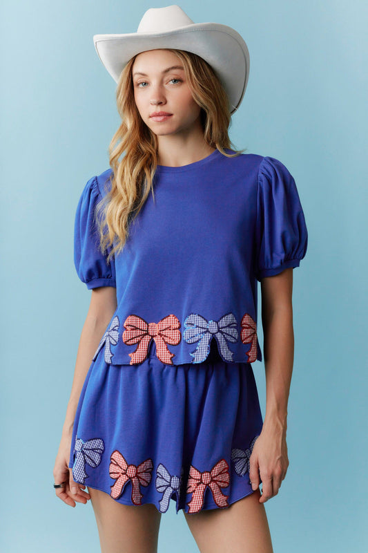 Bow gingham short set