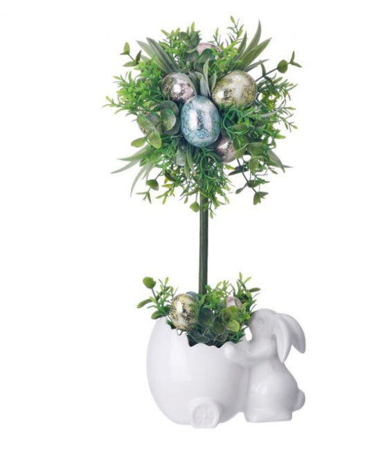 16” bunny pot with egg topiary