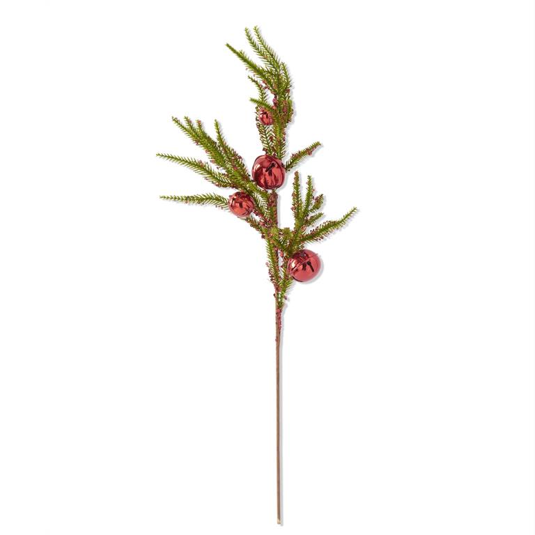 29 Inch Red Sequin & Bell Pine Stem