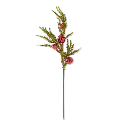 29 Inch Red Sequin & Bell Pine Stem