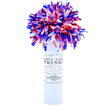10' x 15" Party Table Tissue Fringe - Red, White & Blue