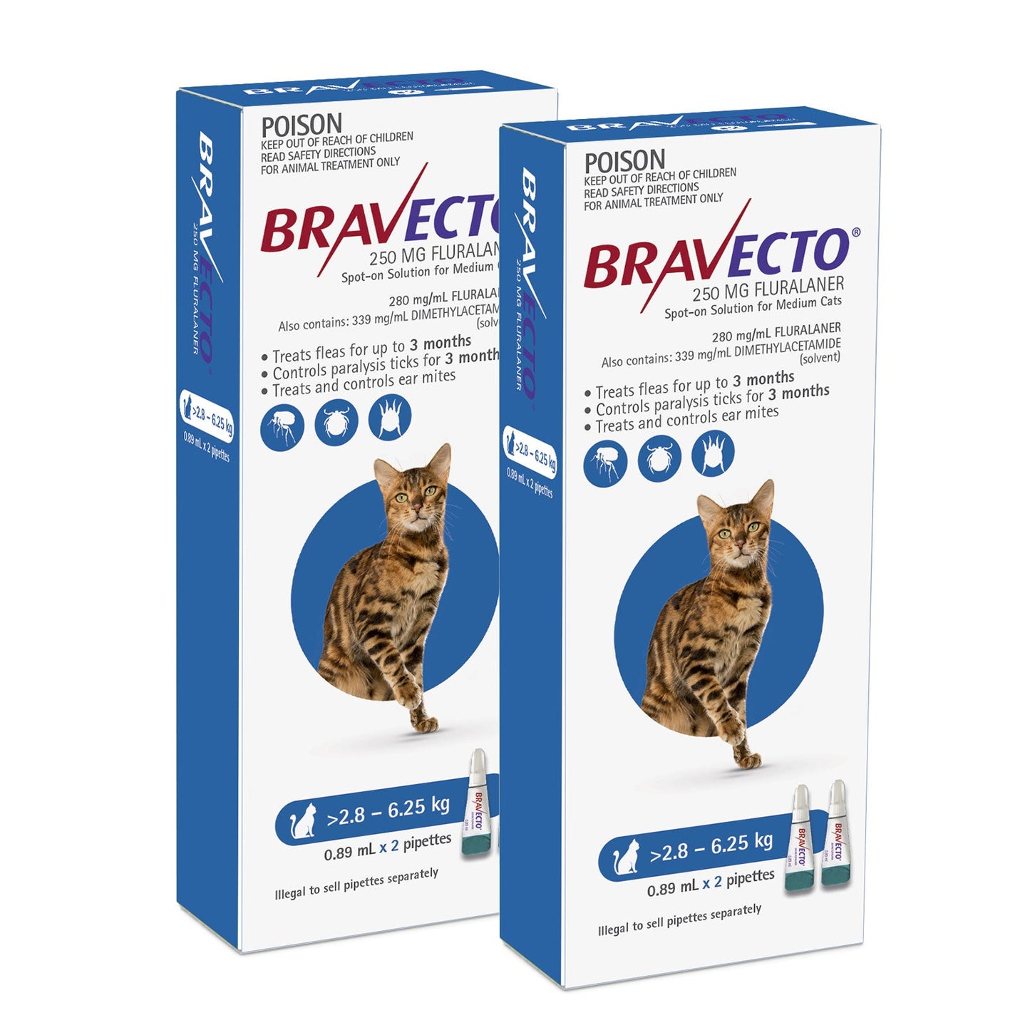 Bravecto - Spot On For Medium Cats (2.8 - 6.25 kg) Blue