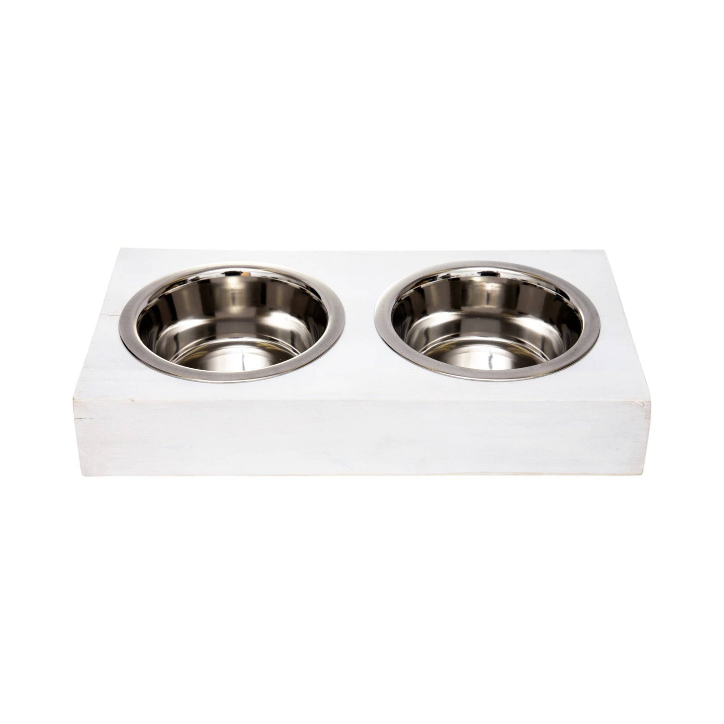 Jojo Modern Pets - Eco-Friendly Elevated Dog Wood Feeder in Distressed White