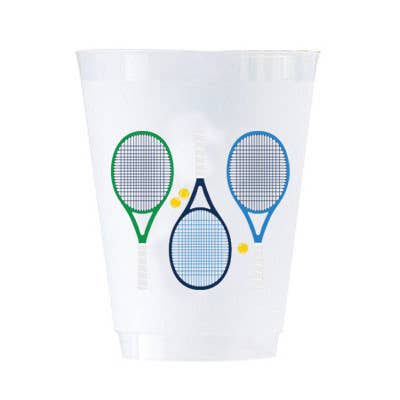 16 oz Shatterproof Cups | Set of 8 | Tennis Racquets
