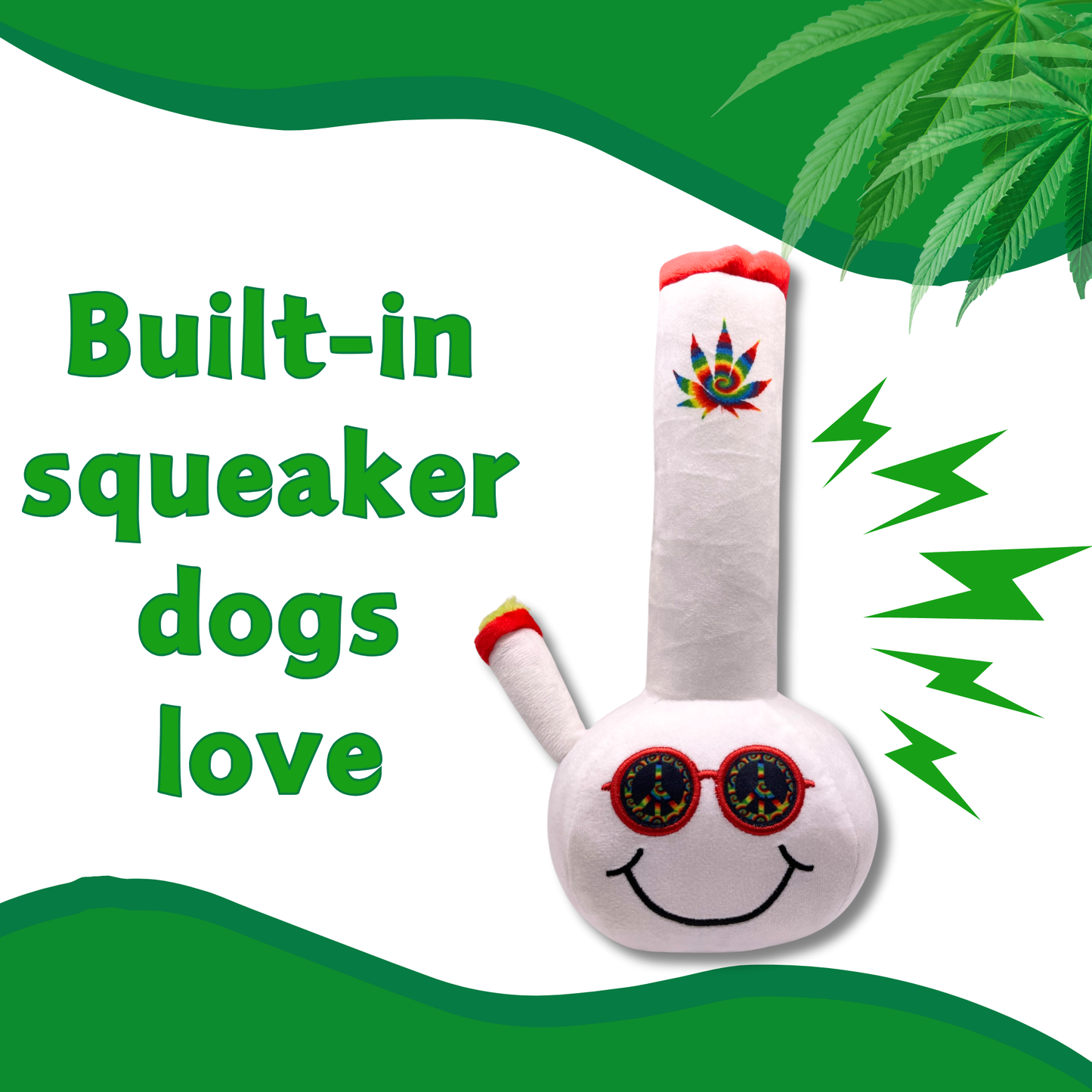 PAW:20 - Billie Bong, Parody Plush Squeaker 420 Dog Toy
