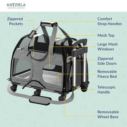 Luxury Rider Pet Carrier with Removable Wheels