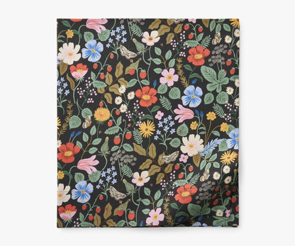 Percale Flat Sheet - Strawberry Fields Black
