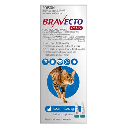 Bravecto - Plus for Medium Cats 2.8 – 6.25 kg (Blue)