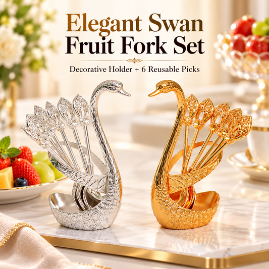 Elegant Swan Spoon Set with Decorative Holder – 6-Piece Gold or Silver Coffee & Dessert Spoons