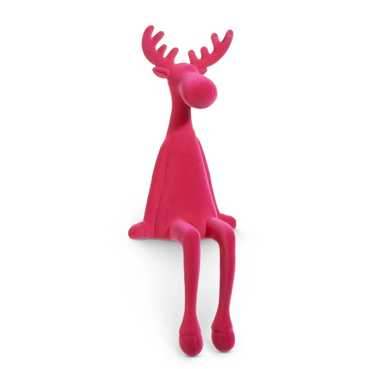 19” hot pink flocked sitting moose