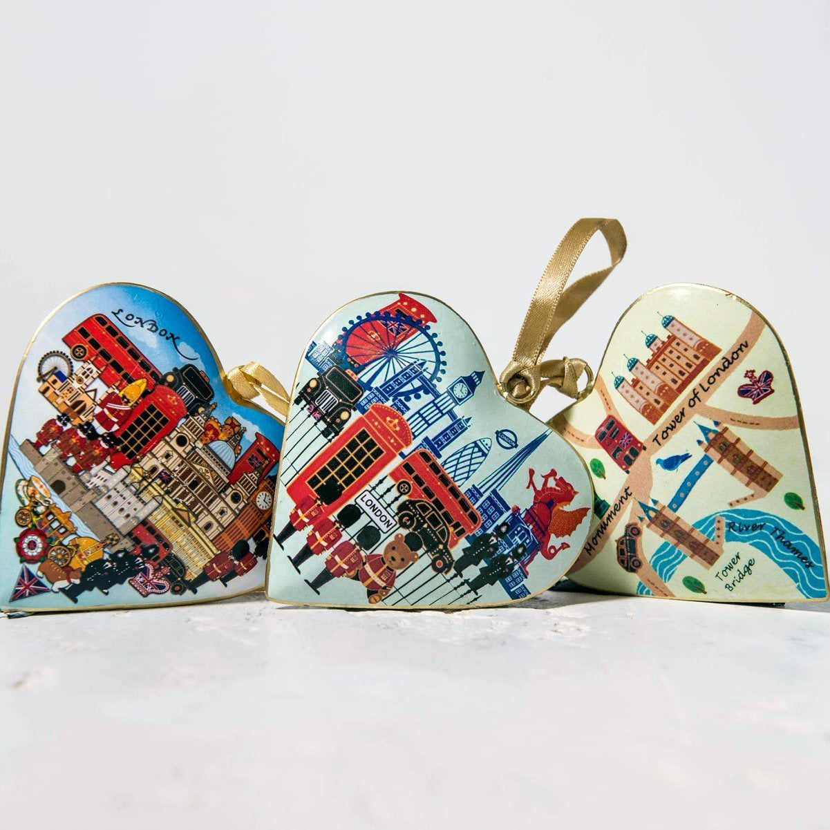 London Heart Shaped Metal Christmas Decoration - Tower Bridge