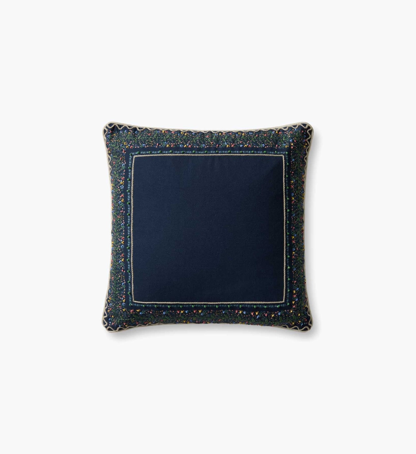 Garden Vines Embroidered Pillow - Blue