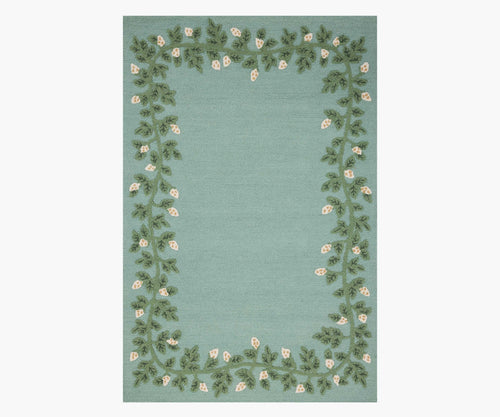 Highgrove Climbing Vines Wool Hooked Rug - Blue