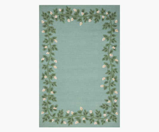 Highgrove Climbing Vines Wool Hooked Rug - Blue