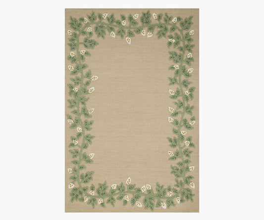 Highgrove Climbing Vines Wool Hooked Rug - Cream