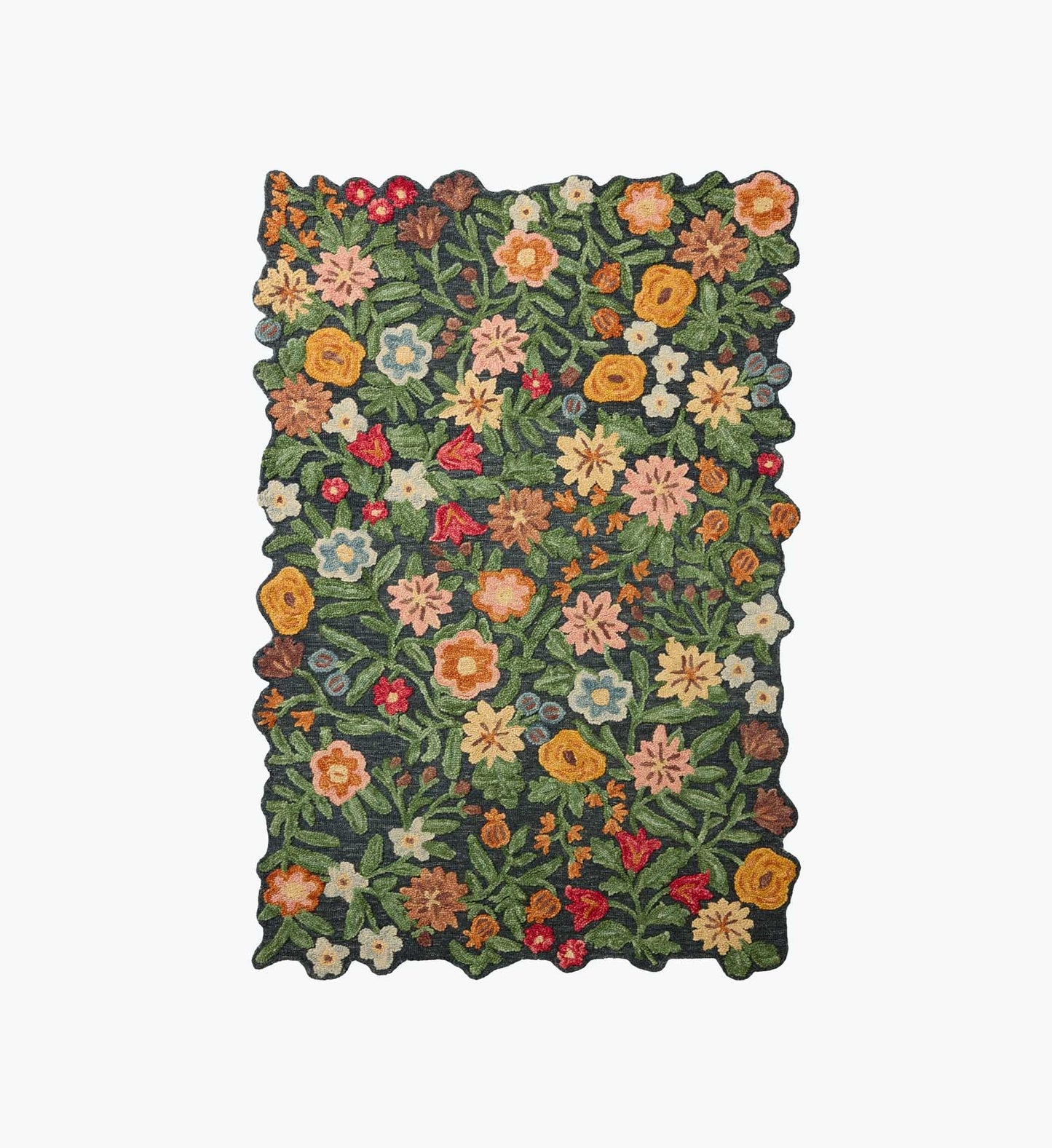 Edith Wool Hooked Rug - Navy