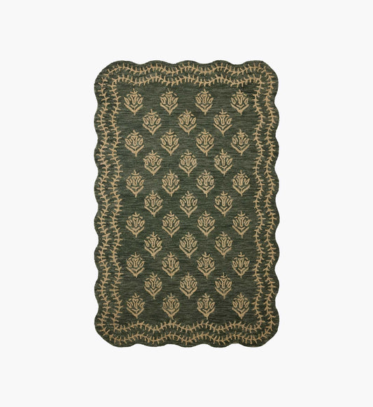 Lisette Wool Hooked Rug - Forest & Oatmeal
