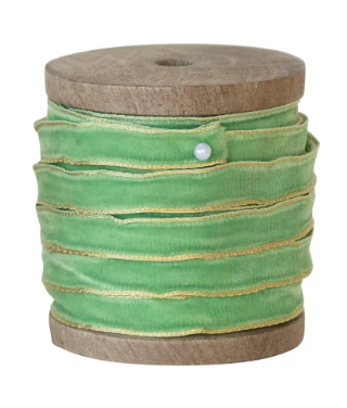 10 Yard Velvet Ribbon w/ Metallic Edges on Wood Spool