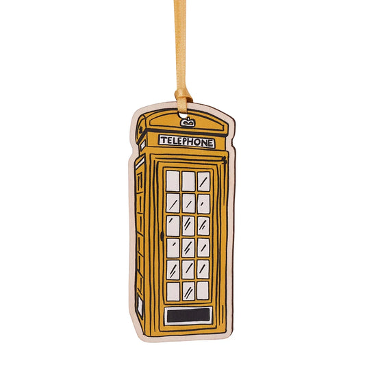 Victoria Eggs Gold Telephone Box Wooden Decoration