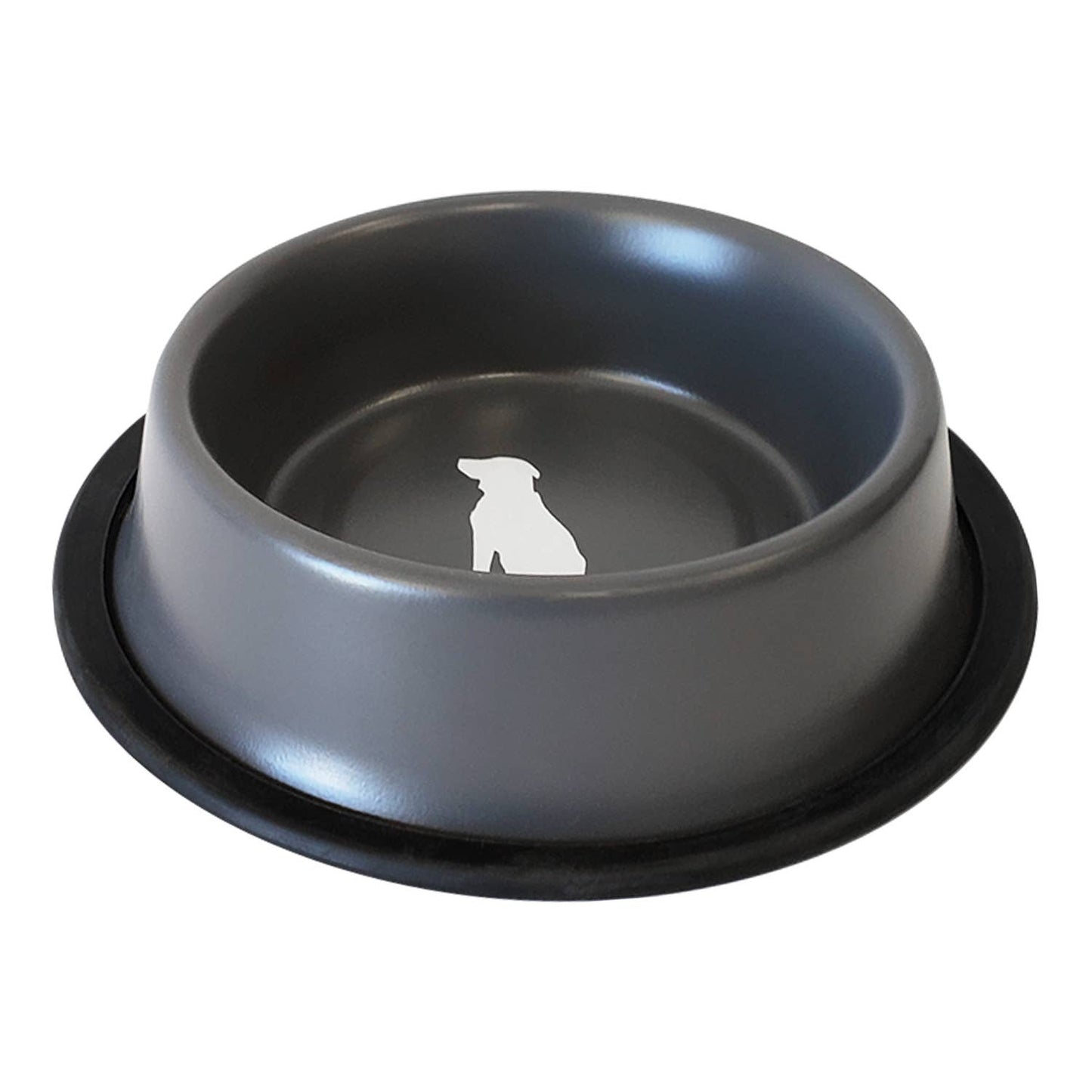 Jojo Modern Pets - Nonskid Stainless Steel Dog Bowl with Dog Print - Matte Gray