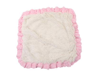 Pink Rosebud with Cream Shag Blanket: Medium